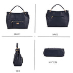 Satchel Handbag with Detachable Shoulder Strap - Dark Blue