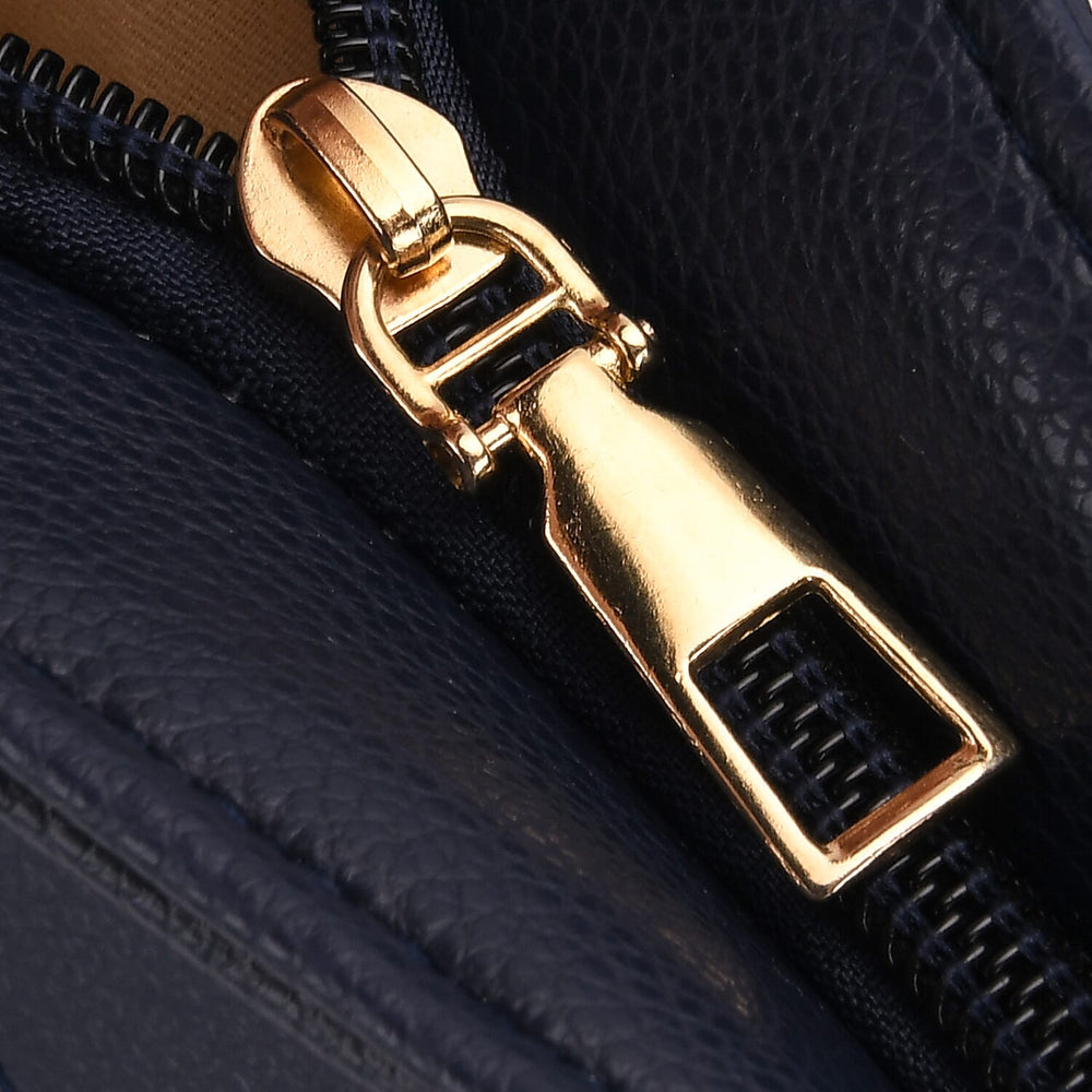 Satchel Handbag with Detachable Shoulder Strap - Dark Blue