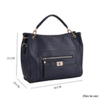 Satchel Handbag with Detachable Shoulder Strap - Dark Blue