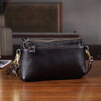 BAG OFFER OF MONTH - 100% Exquisite Genuine Leather Premium Crossbody Bag 3-in-1 Clutch - Wristlet- Dark Coffee
