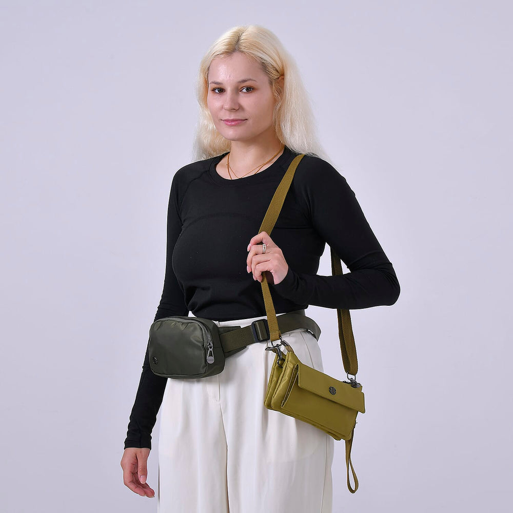 Set of 2 Bags - Crossbody - Waist Bag - Dark - Olive Green