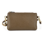 Genuine Leather Sling Bag with Detachable Strap (140 cm) - Dark Khaki