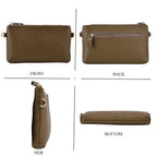 Genuine Leather Sling Bag with Detachable Strap (140 cm) - Dark Khaki