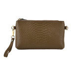 Genuine Leather Sling Bag with Detachable Strap (140 cm) - Dark Khaki