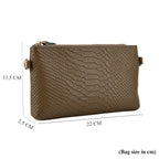 Genuine Leather Sling Bag with Detachable Strap (140 cm) - Dark Khaki