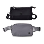 Set of 2 - Crossbody - Waist Bag - Dark Grey - Black