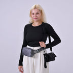 Set of 2 - Crossbody - Waist Bag - Dark Grey - Black