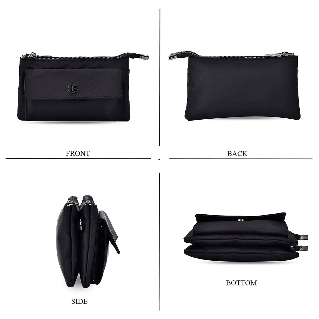 Set of 2 - Crossbody - Waist Bag - Dark Grey - Black