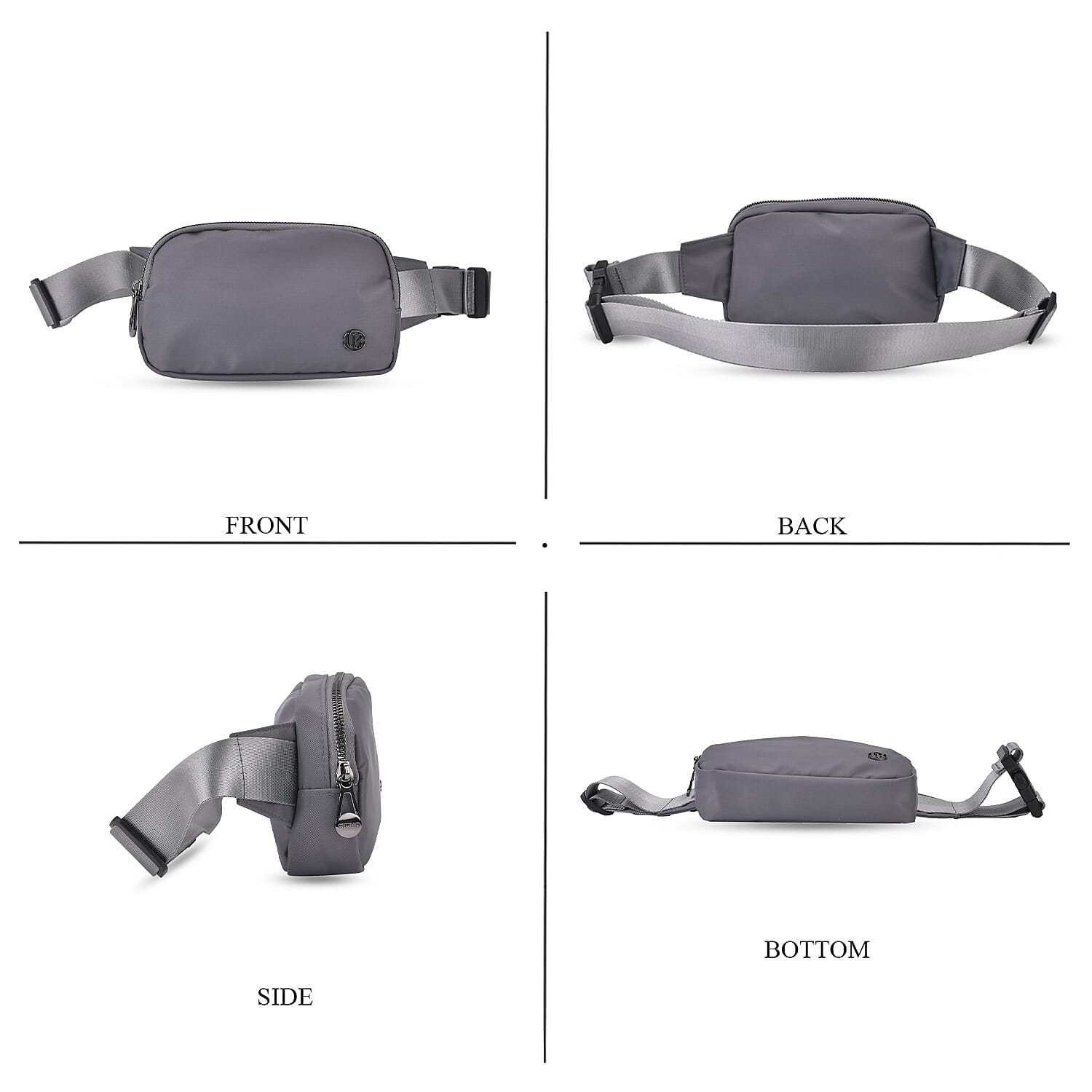 Set of 2 - Crossbody - Waist Bag - Dark Grey - Black