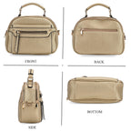Structured Crossbody Bag with Patterned Strap - Gold