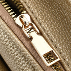 Structured Crossbody Bag with Patterned Strap - Gold