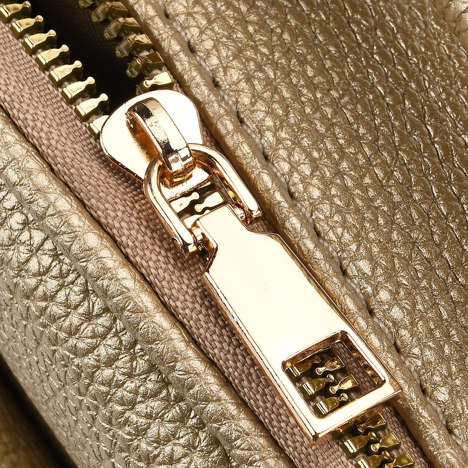 Structured Crossbody Bag with Patterned Strap - Gold