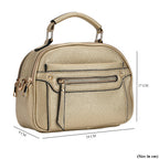 Structured Crossbody Bag with Patterned Strap - Gold