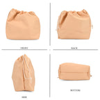 Hollow Woven Design Bucket Bag with Removable Drawstring Pouch - Gold