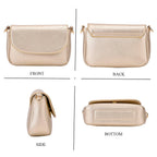 Elegant Metallic Gold Flap Crossbody Bag with Adjustable Strap