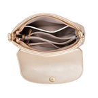 Elegant Metallic Gold Flap Crossbody Bag with Adjustable Strap
