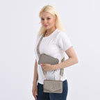 Stylish Crossbody Messenger Bag with Adjustable Strap & Card Slots - Gold