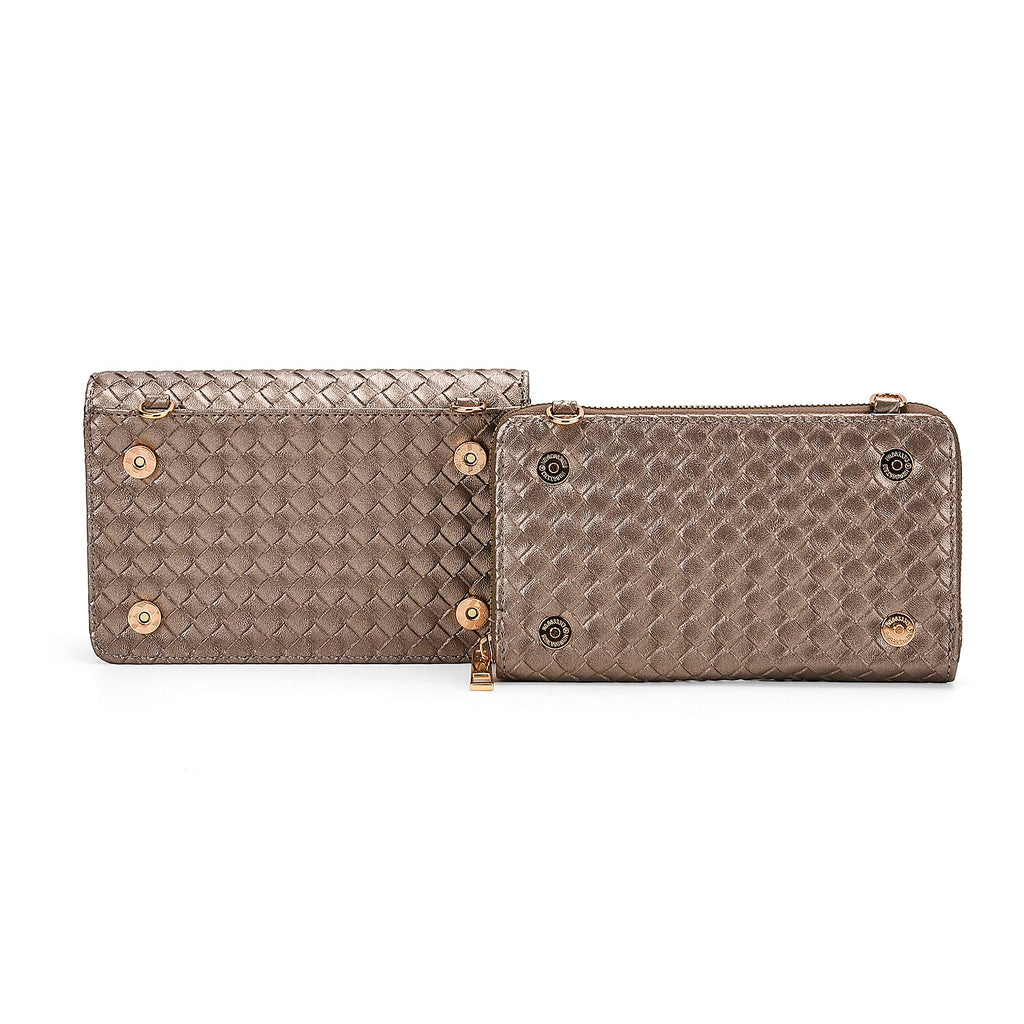 Stylish Crossbody Messenger Bag with Adjustable Strap & Card Slots - Gold