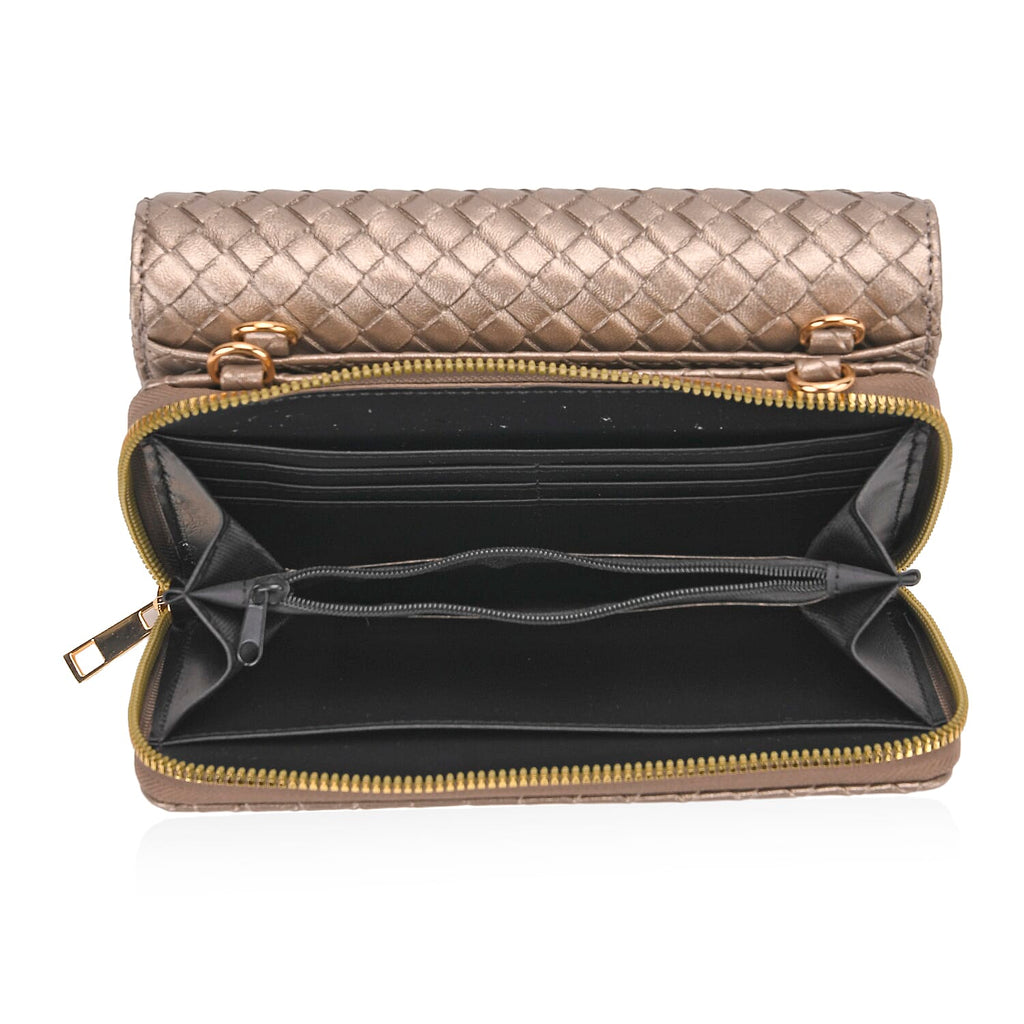 Stylish Crossbody Messenger Bag with Adjustable Strap & Card Slots - Gold