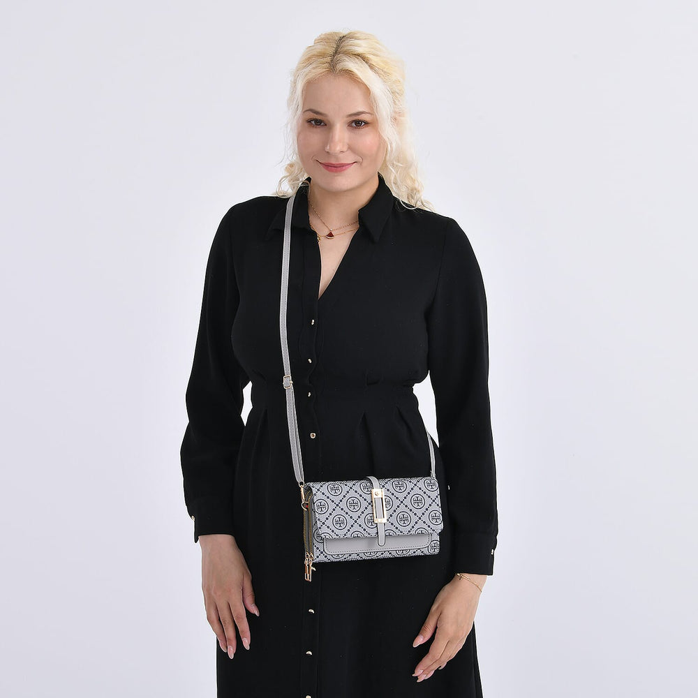 Monogram Pattern Crossbody Bag - Grey