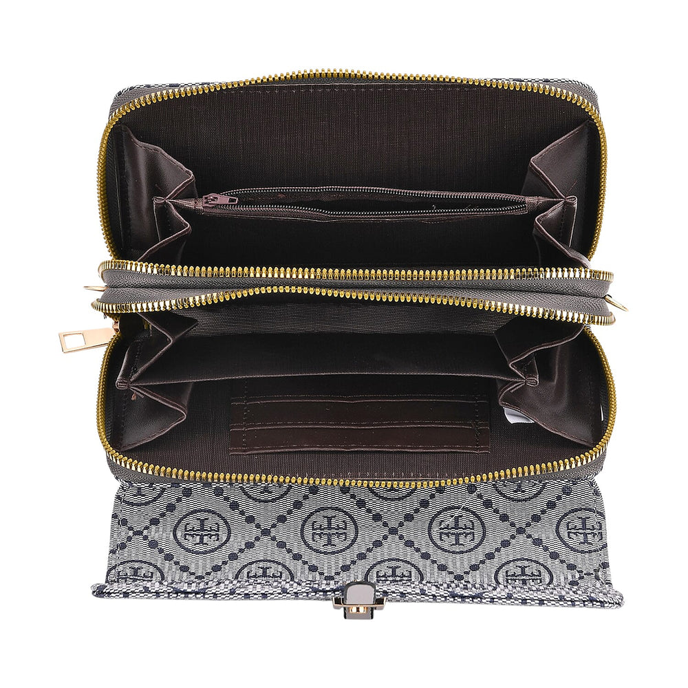 Monogram Pattern Crossbody Bag - Grey
