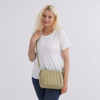 Designer inspired Womens Top Handle Shoulder Bag with Adjustable Strap - Green