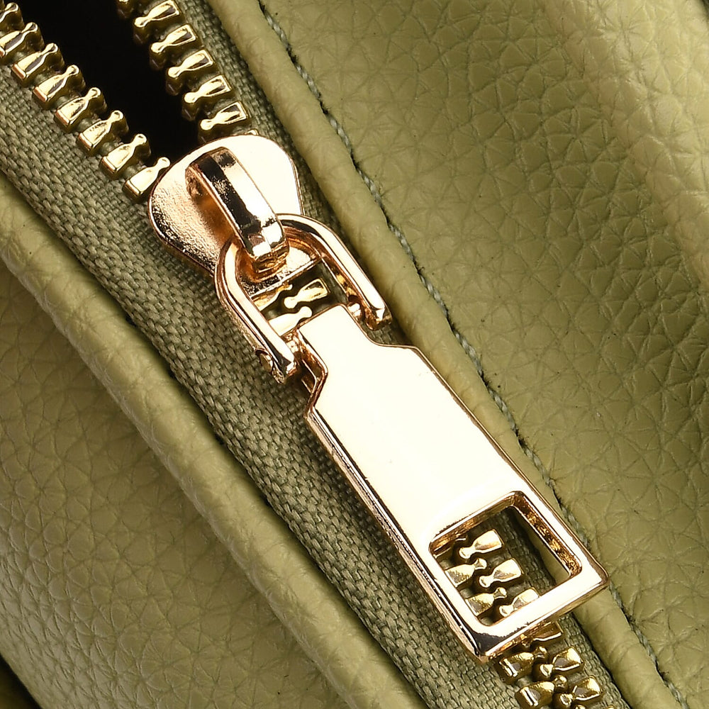 Structured Crossbody Bag with Patterned Strap - Green