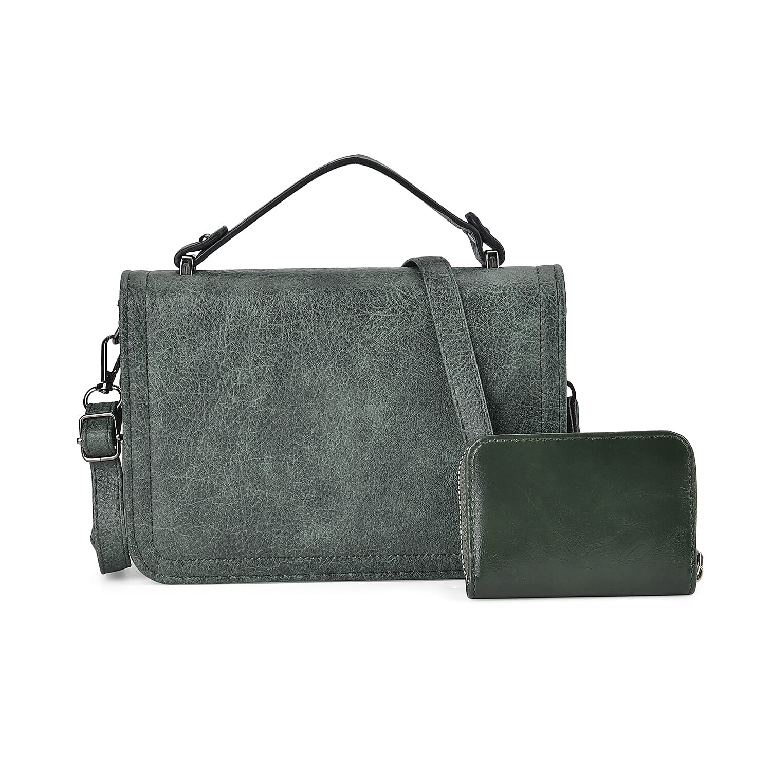 Set of 2- Sling Crossbody Bag with Card Holder - Green