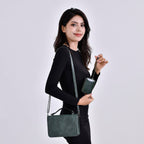 Set of 2- Sling Crossbody Bag with Card Holder - Green