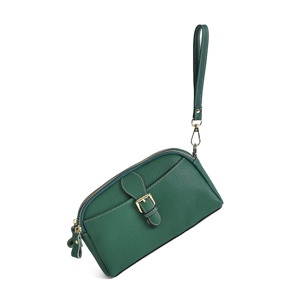 Genuine Leather Classic Crossbody Bag - Green