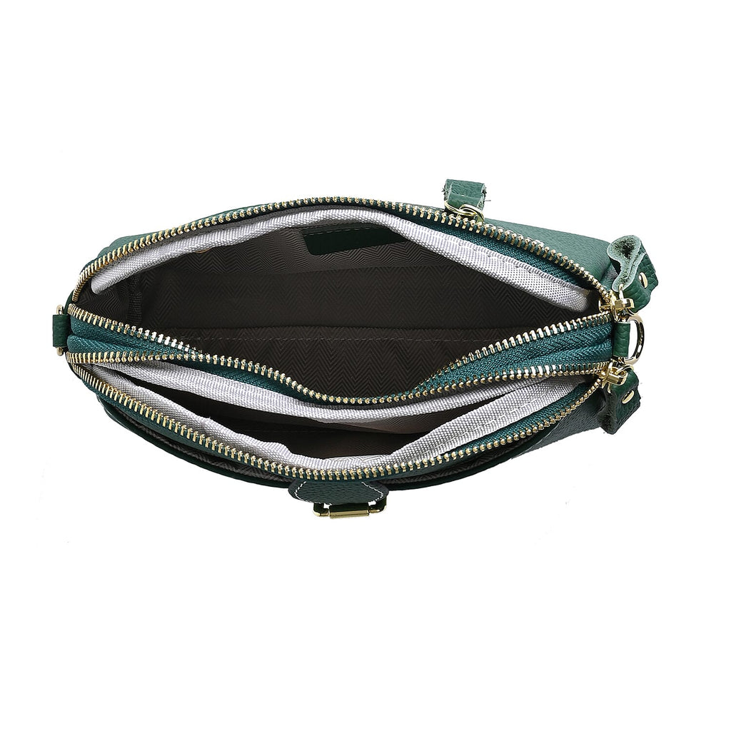 Genuine Leather Classic Crossbody Bag - Green