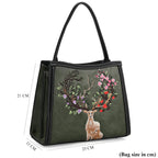Floral Deer Embroidered Sling Handbag - Green