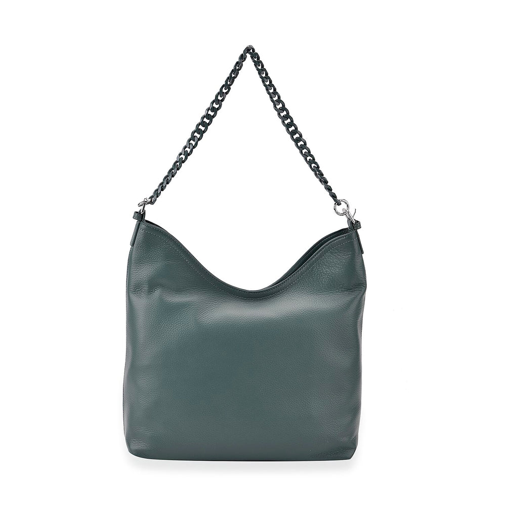 Hongkong Closeout Deal - 100% Genuine Leather Litchi Embossed Crossbody Bag - Green
