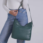 Hongkong Closeout Deal - 100% Genuine Leather Litchi Embossed Crossbody Bag - Green