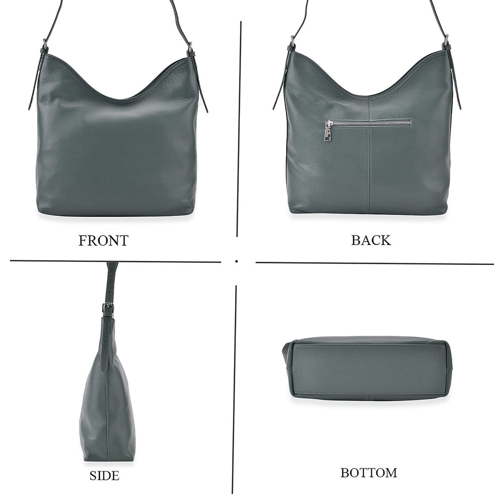 Hongkong Closeout Deal - 100% Genuine Leather Litchi Embossed Crossbody Bag - Green