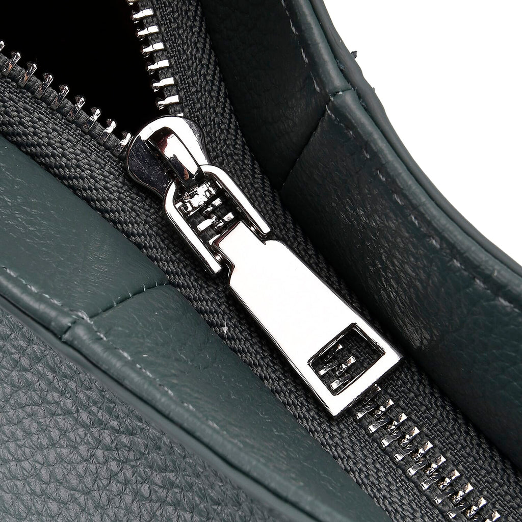 Hongkong Closeout Deal - 100% Genuine Leather Litchi Embossed Crossbody Bag - Green