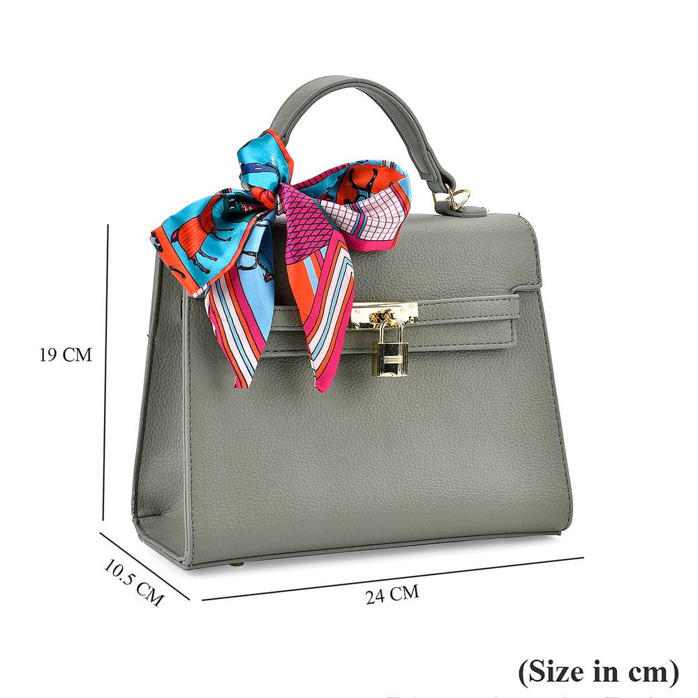Elegant Crossbody Bag with Scarf & Adjustable Strap - Green