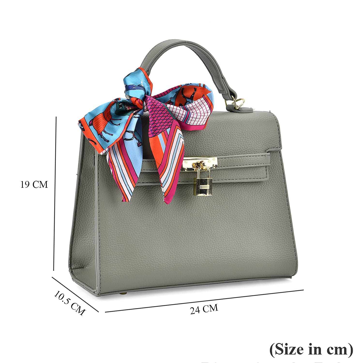 Elegant Crossbody Bag with Scarf & Adjustable Strap - Green