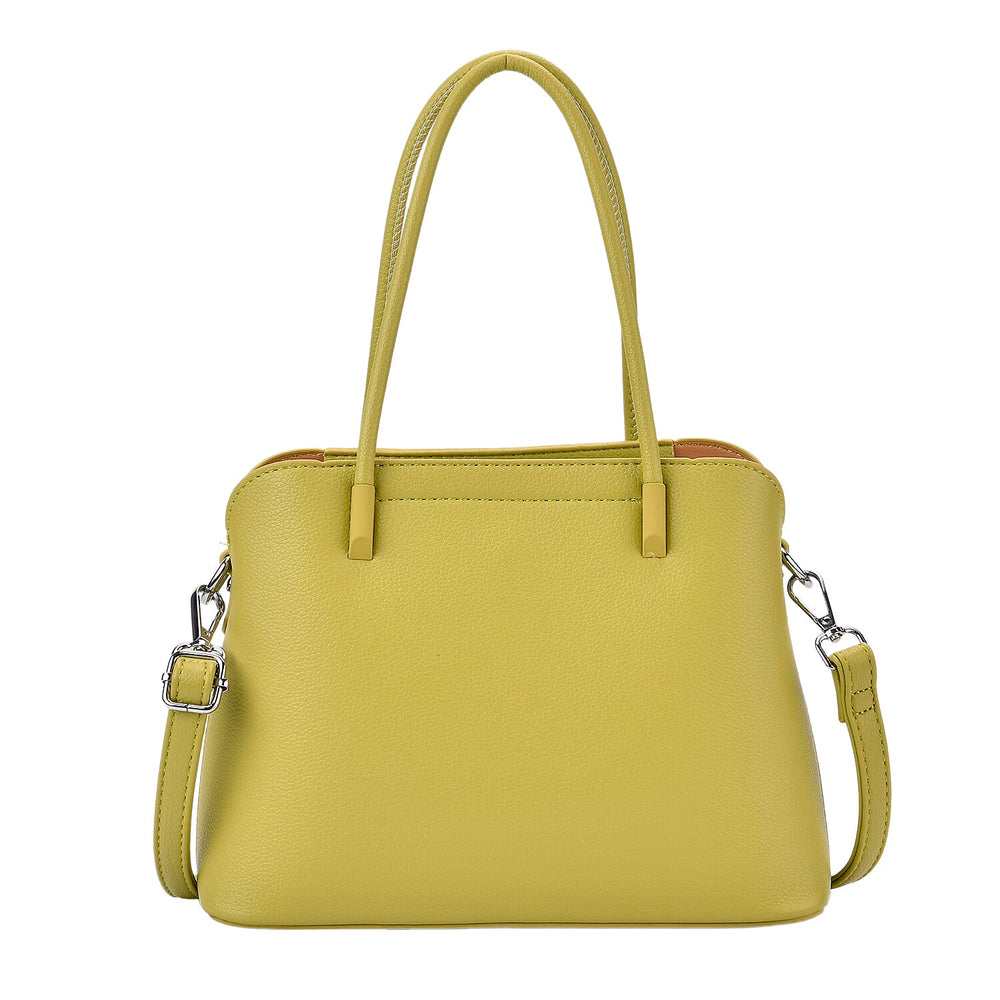 Leatherette Crossbody Bag with Silver Tone Hardwear - Green