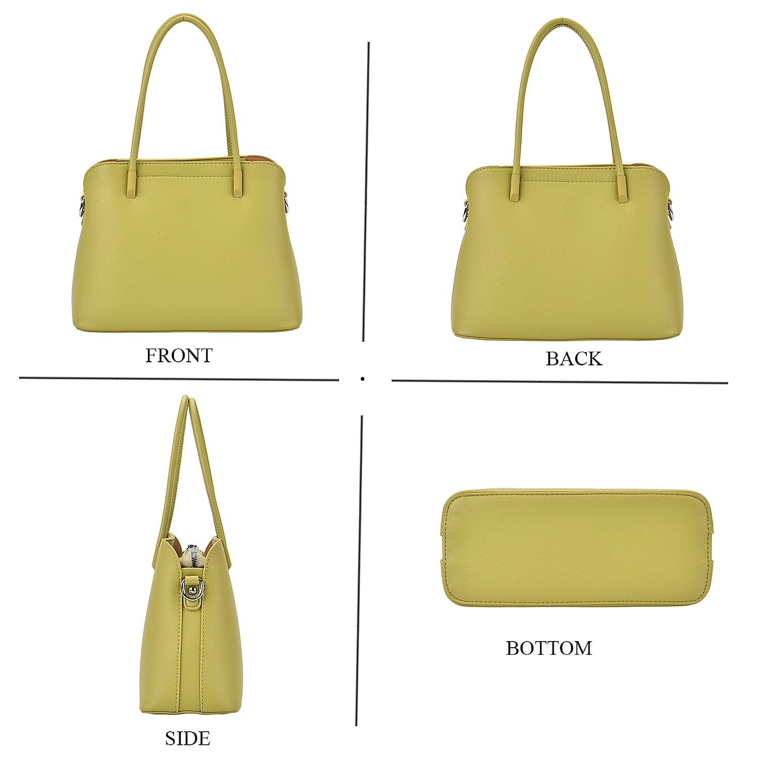 Leatherette Crossbody Bag with Silver Tone Hardwear - Green