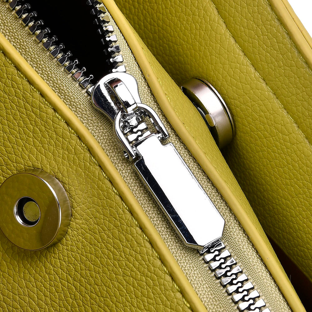 Leatherette Crossbody Bag with Silver Tone Hardwear - Green