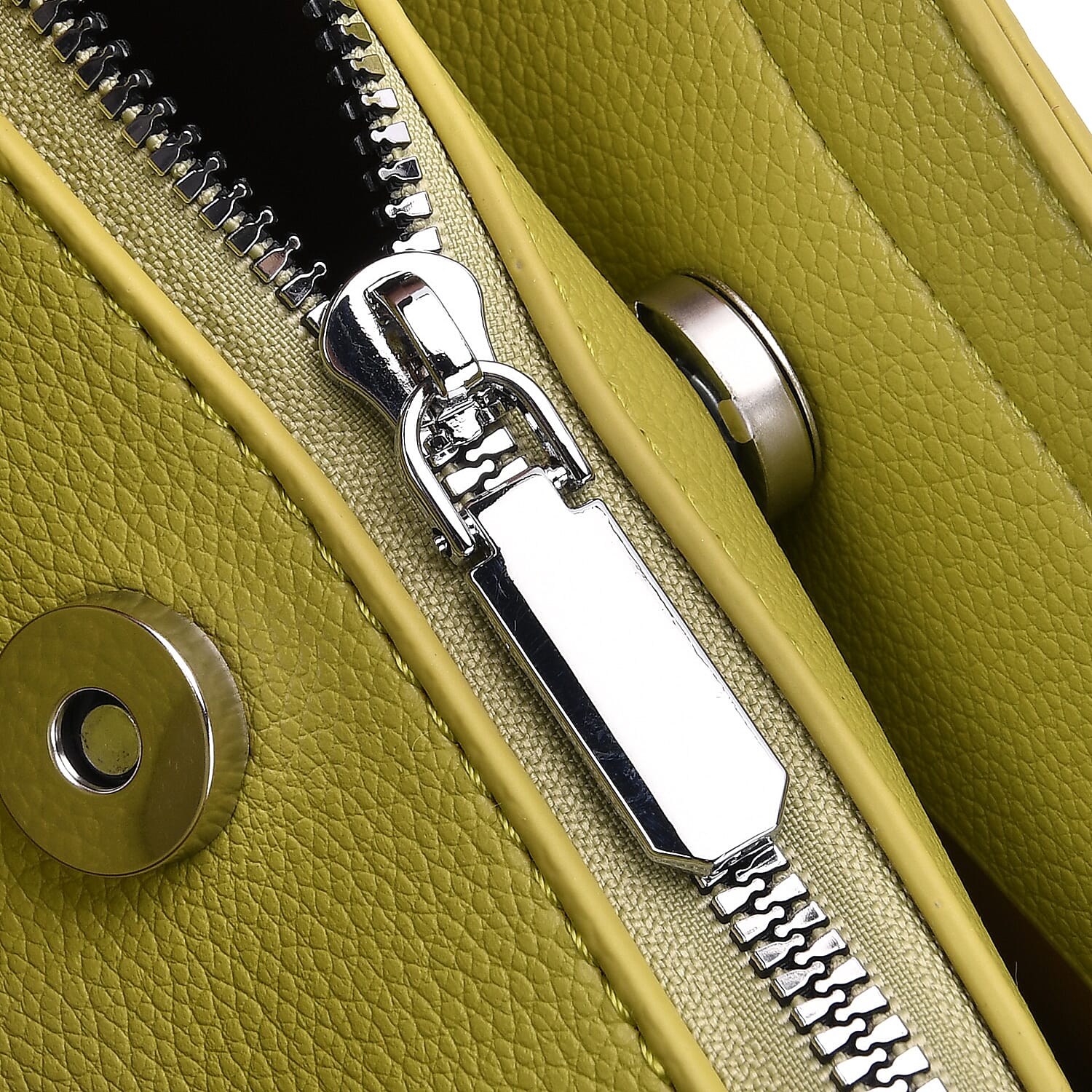 Leatherette Crossbody Bag with Silver Tone Hardwear - Green