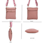 Set of 2 Quilted Crossbody Bags with Patterned Strap - Green - Pink