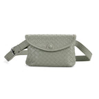 Woven Pattern Crossbody Bag with Flap Closure - Pistachio Green