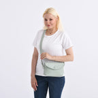 Woven Pattern Crossbody Bag with Flap Closure - Pistachio Green
