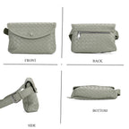 Woven Pattern Crossbody Bag with Flap Closure - Pistachio Green
