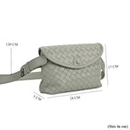 Woven Pattern Crossbody Bag with Flap Closure - Pistachio Green