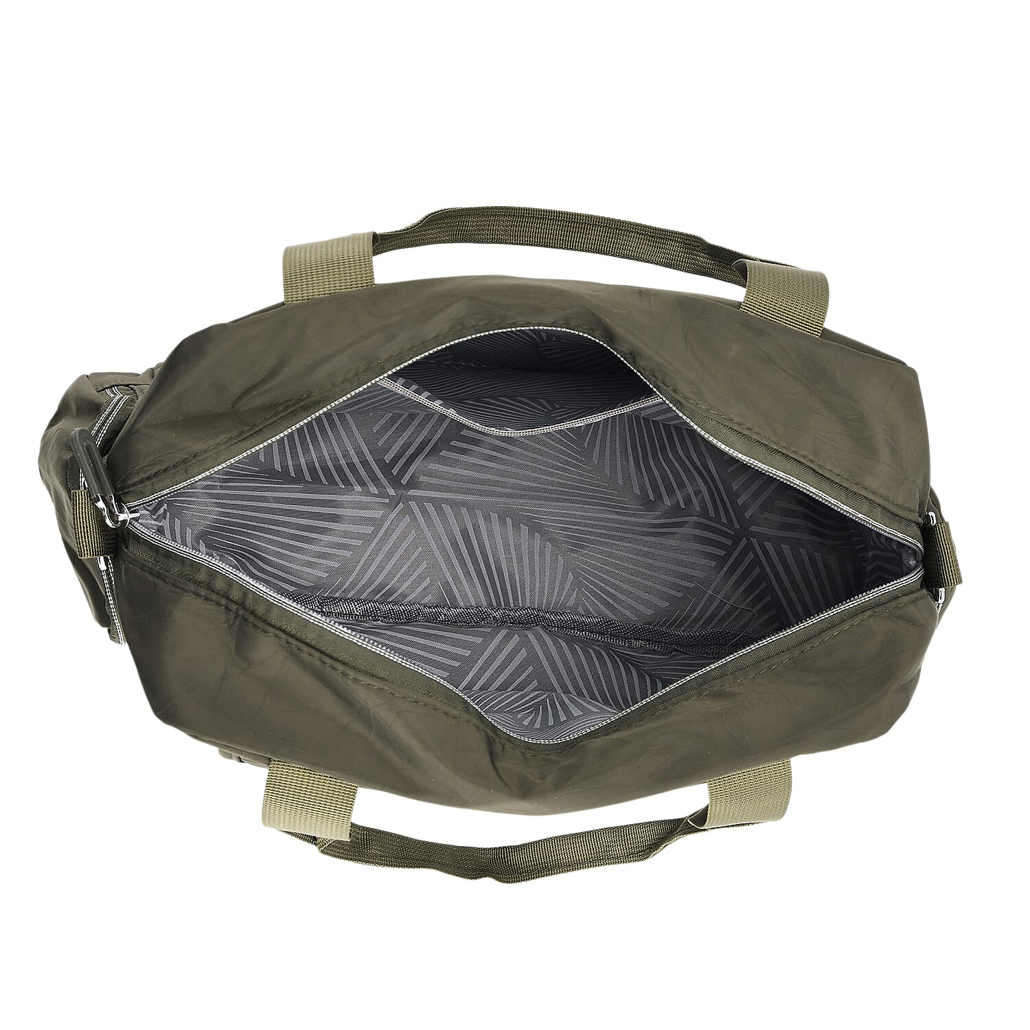 Multi-Pocket Handbag with Crossbody Strap (120 cm) - Green