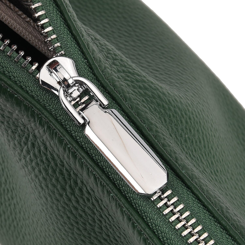 Designer Inspired Genuine Leather Mini Crossbody Bag with Top Handle - Green