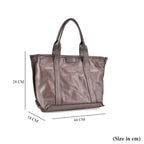 Closeout Deal Genuine Leather Tote Bag with Detachable Shoulder Strap - Grey